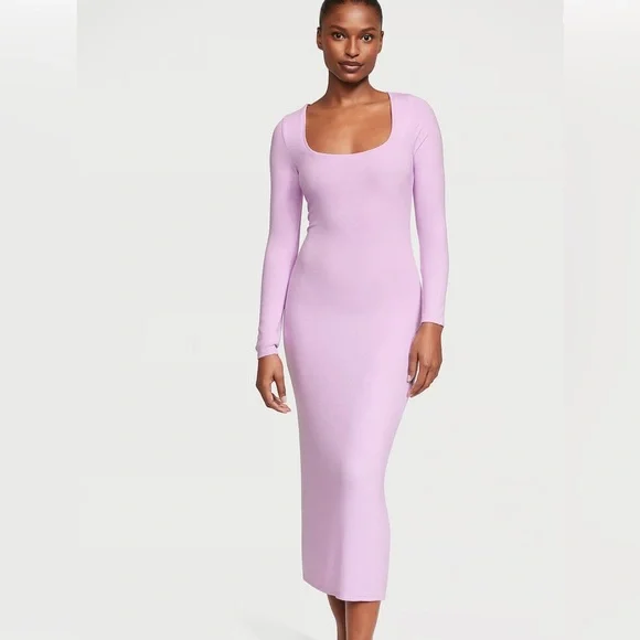 SOLD 🥰TY VICTORIAS SECRET RIBBED MODAL LONG SLEEVE SLIP DRESS LARGE BNWT - Picture 1 of 4
